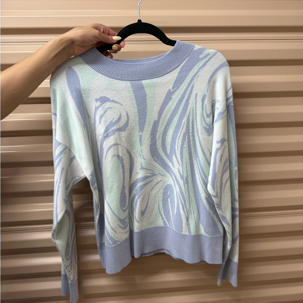 525 America Pastel Swirl Crewneck Sweater - Light Blue & Mint